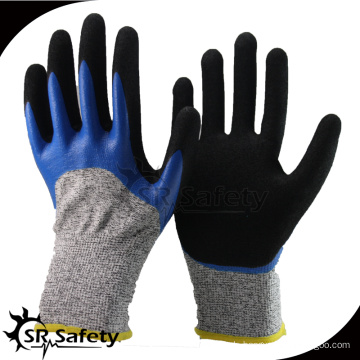 SRSAFETY 2016 doppelte beschichtete Sicherheit Cut-5 Nitril-Handschuh mit 2-Schicht-Beschichtung Handschuh, Anti-Cut-Handschuh
